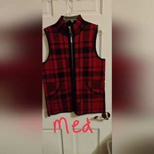 Max Studio Red and Black Plaid Vest